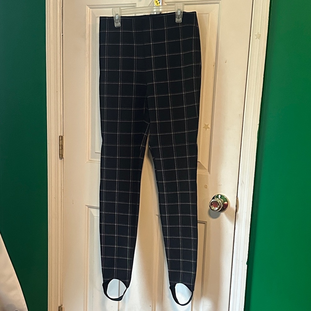 Boston Proper Black and White Plaid Leggings